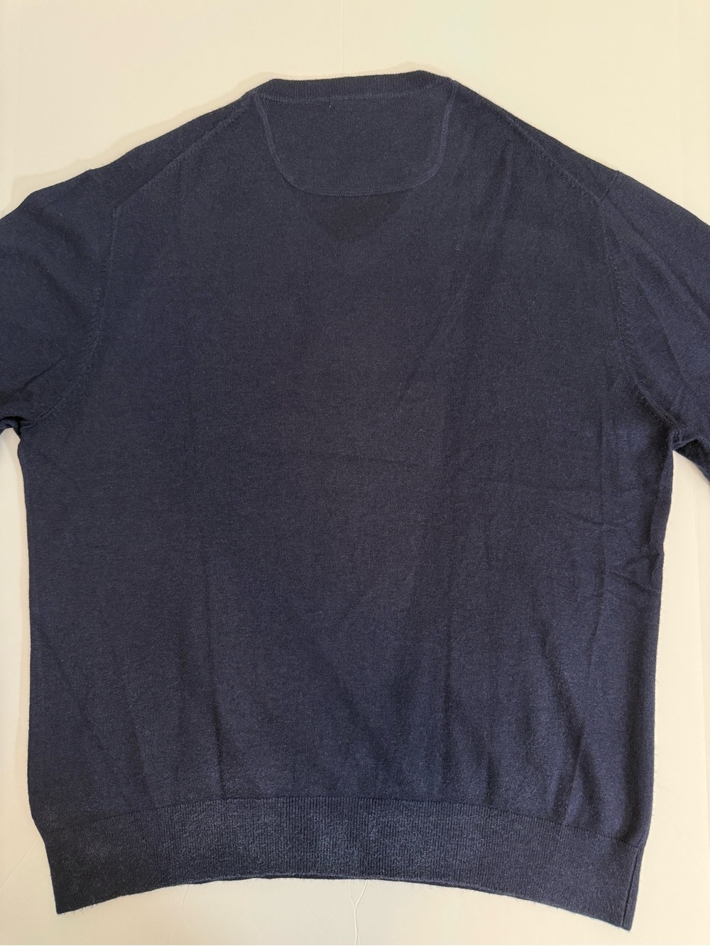 Johnston Murphy | Men's Navy V-Neck Cotton Silk Blend Sweater | Large